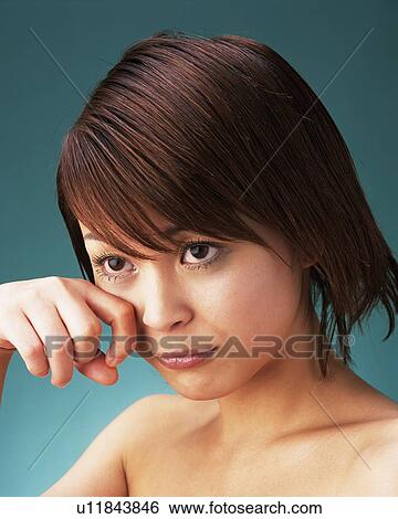 Crying Young Woman, Side View View Large Photo Image Stock Photograph - Crying Young Woman, Side View. Fotosearch