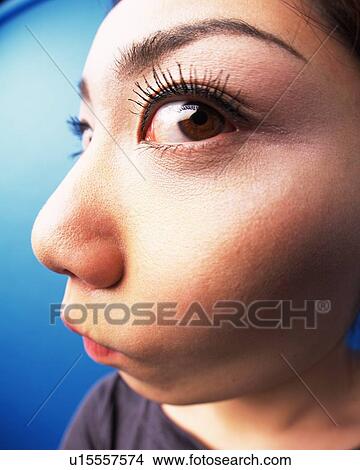 Young Woman, Side View, Close Up, Fish-Eye, View Large Photo Image Picture - Young Woman, Side View, Close Up, Fish-Eye,. Fotosearch
