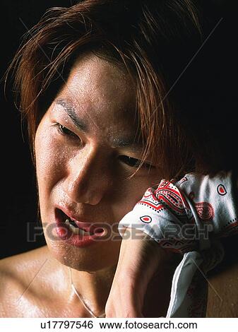 Young adult man sweating, Close Up, Portraint View Large Photo Image Stock Photograph - Young adult man sweating, Close Up, Portraint. Fotosearch