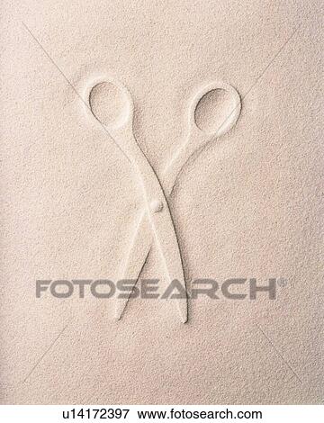 Sand Craft of Scissors, High Angle View View Large Photo Image Stock Photo - Sand Craft of Scissors, High Angle View. Fotosearch