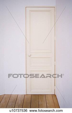 Image of a White Door and a Wooden Flooring, Front View View Large Photo Image Stock Photograph - Image of a White Door and a Wooden Flooring, Front View. Fotosearch