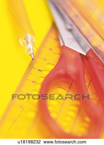Stock Image - Close up of colored stationeries. Fotosearch