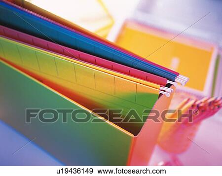 Close up of colorful folders View Large Photo Image Stock Photo - Close up of colorful folders. Fotosearch