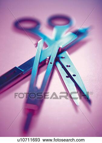 Stock Image - Close up of drafting instruments. Fotosearch