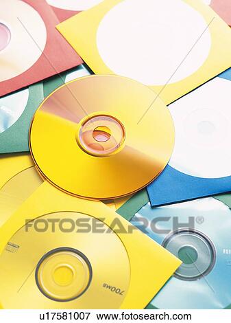 Stock Photo - Cluttered CDs in multicolor. Fotosearch