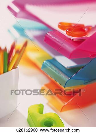 Stock Image - Colorful rack for papers and stationeries. Fotosearch