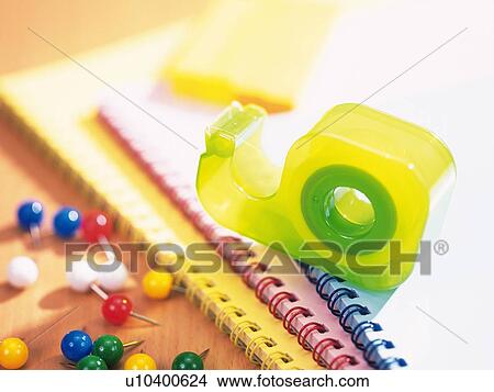 Picture - Colorful stationeries on desk. Fotosearch