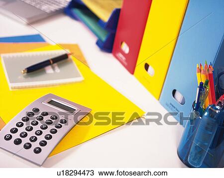 Colorful stationeries on desk View Large Photo Image Stock Image - Colorful stationeries on desk. Fotosearch