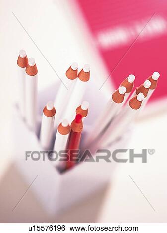 One red pencil among white pencils in penholder View Large Photo Image Stock Photograph - One red pencil among white pencils in penholder. Fotosearch