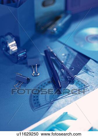 Stationeries in blue View Large Photo Image Stock Image - Stationeries in blue. Fotosearch