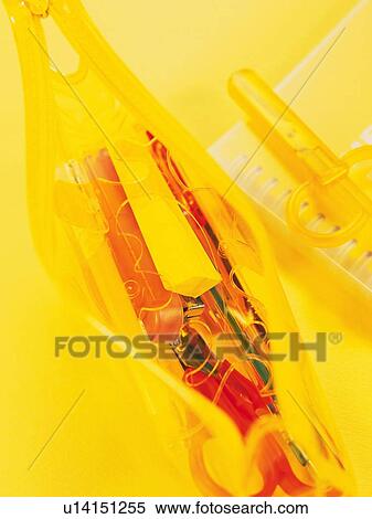 Stationeries in yellow plastic pen case View Large Photo Image Stock Photography - Stationeries in yellow plastic pen case. Fotosearch