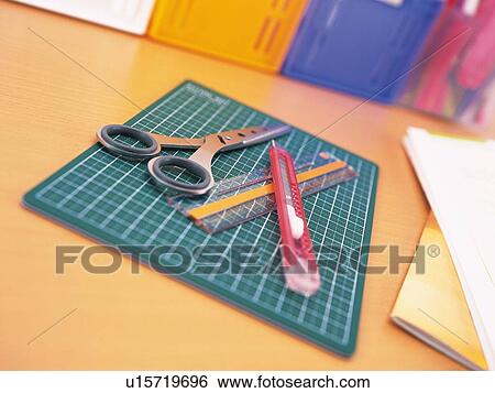 Stock Photograph - Stationeries on desk. Fotosearch
