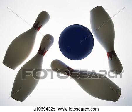 Fallen four skittles and blue bowling ball, high angle view, white background View Large Photo Image Stock Photography - Fallen four skittles and blue bowling ball, high angle view, white background. Fotosearch