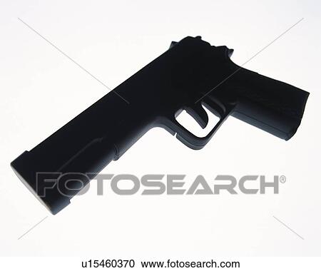 Silhouette of a gun, high angle view, white background View Large Photo Image Stock Image - Silhouette of a gun, high angle view, white background. Fotosearch