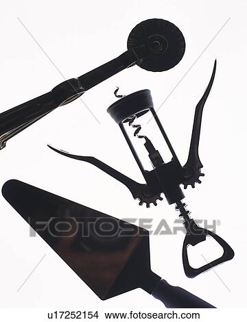 Silhouette of kitchenware, high angle view, white background View Large Photo Image Picture - Silhouette of kitchenware, high angle view, white background. Fotosearch