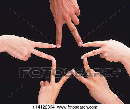 Five people making star with hands View Large Photo Image Picture - Five people making star with hands. Fotosearch