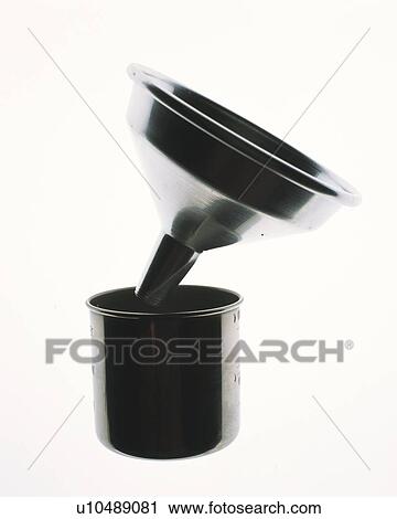 Stock Image - A funnel put in a cup. Fotosearch