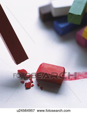 Stock Photo - Broken red crayon pastel. Fotosearch