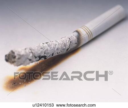 Stock Image - Close up of burnt cigarette . Fotosearch