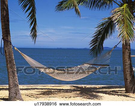 Stock Photograph - A Hammock at the Beach, Side View. Fotosearch