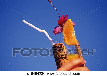 Closed Up Image of a Tropical Drink, Low Angle View View Large Photo Image Picture - Closed Up Image of a Tropical Drink, Low Angle View. Fotosearch