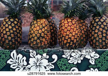 Pineapples on the Table, Side View View Large Photo Image Stock Photography - Pineapples on the Table, Side View. Fotosearch