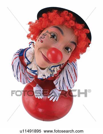 High Angle View of Clown Face, Holding Red Ball, Portrait View Large Photo Image Stock Photography - High Angle View of Clown Face, Holding Red Ball, Portrait. Fotosearch