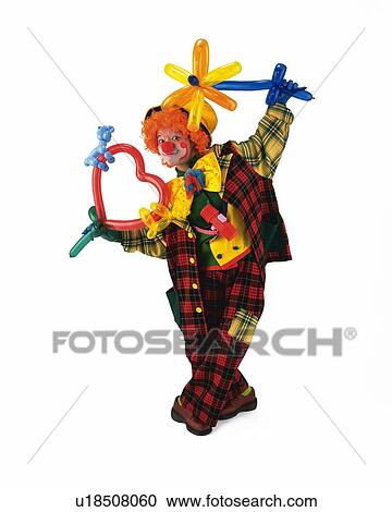 Portrait of Clown Holding Balloon Toys, Front View View Large Photo Image Stock Image - Portrait of Clown Holding Balloon Toys, Front View . Fotosearch