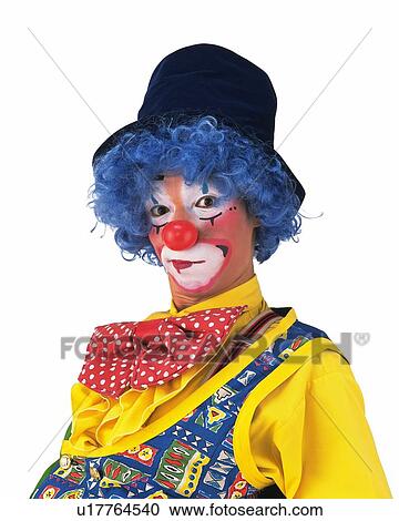 Stock Image - Portrait of Clown Posing, Front View . Fotosearch
