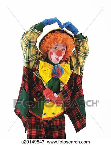 Stock Photo - Portrait of Clown Posing, Front View . Fotosearch