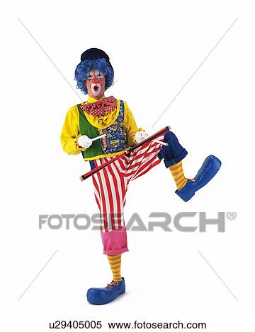 Stock Photography - Portrait of Clown Posing, Performing, Front View,. Fotosearch