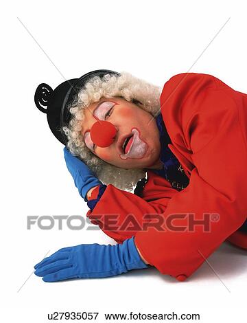Portrait of Clown Sleeping, Front View View Large Photo Image Stock Photo - Portrait of Clown Sleeping, Front View . Fotosearch