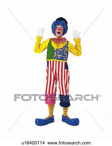 Picture - Portrait of Clowns Posing, Front View. Fotosearch