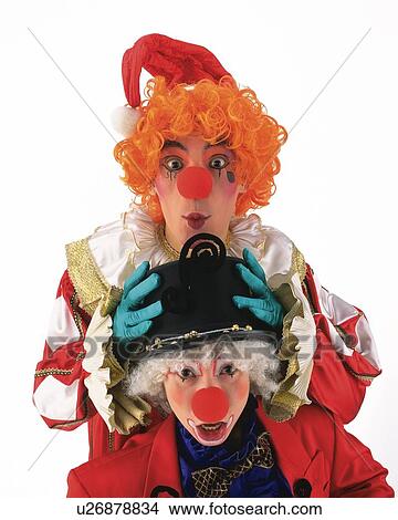 Picture - Portrait of Clowns Posing, Front View . Fotosearch