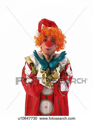 Stock Image - Portrait of Clowns Posing, Front View. Fotosearch