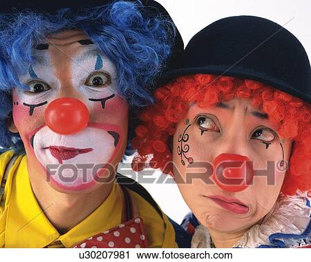 Portrait of Clowns Posing, Making A Face, Front View, Close Up View Large Photo Image Stock Image - Portrait of Clowns Posing, Making A Face, Front View, Close Up . Fotosearch