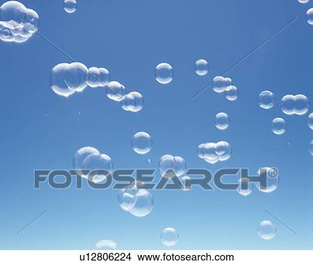 Picture - Soap Bubble Floating in Air, Close Up, . Fotosearch