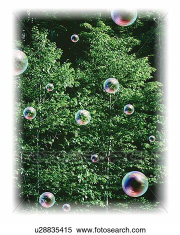 Stock Illustration - Bubbles and Trees, CG, 3D, Composite, Photography. Fotosearch