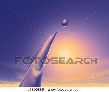 Column and Sphere, CG, 3D, Low Angle View View Large Illustration Clip Art - Column and Sphere, CG, 3D, Low Angle View. Fotosearch