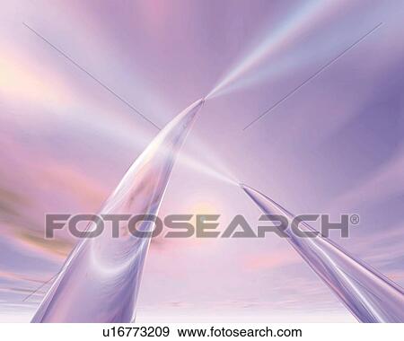Columns, CG, 3D, Low Angle View, Lens Flare View Large Illustration Stock Illustration - Columns, CG, 3D, Low Angle View, Lens Flare. Fotosearch
