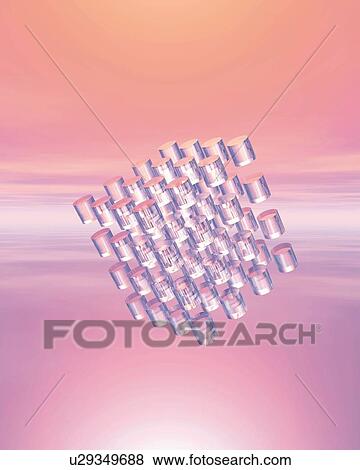 Stock Illustration - Cube formed by Cylinders, CG, 3D. Fotosearch