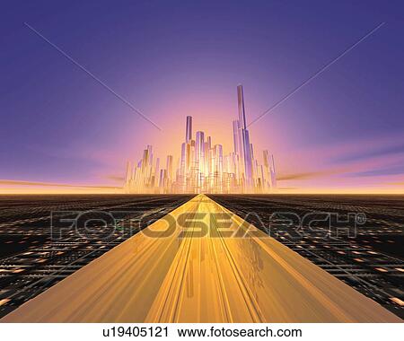 Future City, CG, 3D View Large Illustration Clip Art - Future City, CG, 3D. Fotosearch