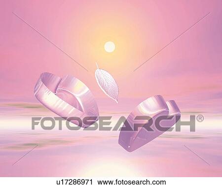 Clip Art - Heart and Leaf, CG, 3D. Fotosearch