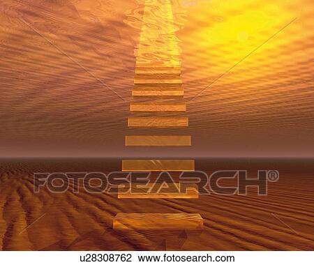 Drawing - Staircase, CG, 3D, Low Angle View. Fotosearch