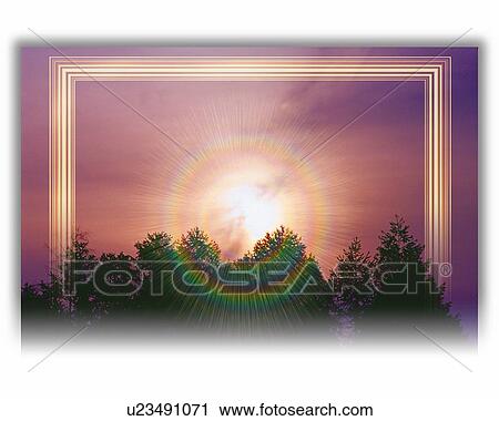 Clip Art - Sunlight and Trees, CG, 3D, Composite, Photography, Low Angle View, Lens Flare. Fotosearch