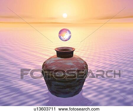 Vase and Globe, CG, 3D View Large Illustration Clip Art - Vase and Globe, CG, 3D. Fotosearch