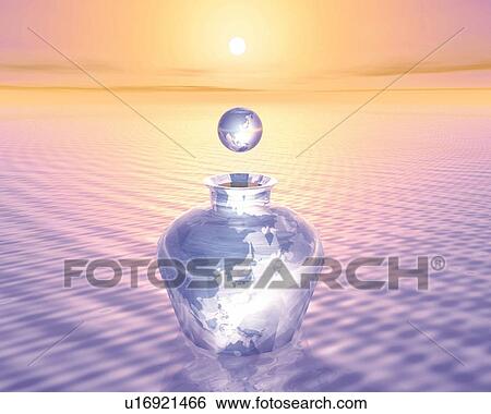 Vase and Globe, CG, 3D View Large Illustration Stock Illustration - Vase and Globe, CG, 3D. Fotosearch