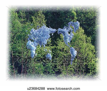 World Map and Forest, CG, 3D, Composite, Photography View Large Illustration Stock Illustration - World Map and Forest, CG, 3D, Composite, Photography. Fotosearch
