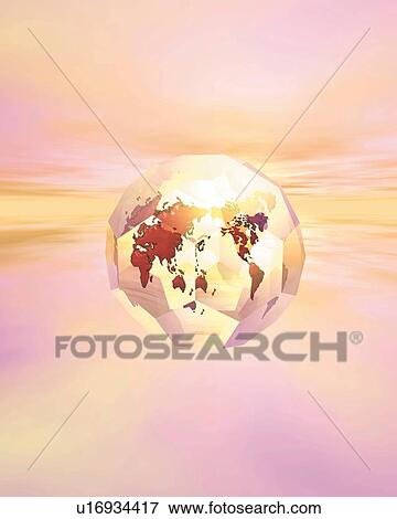 World Map In the sphere, CG, 3D View Large Illustration Stock Illustration - World Map In the sphere, CG, 3D. Fotosearch