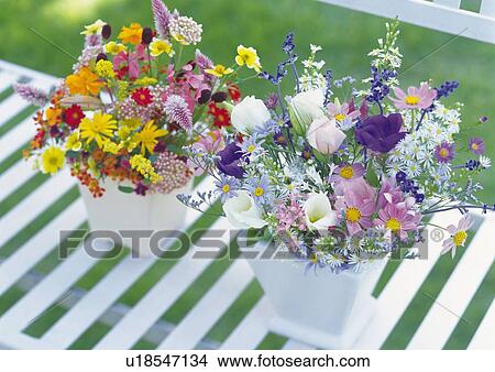 Two Flower Arrangements in White Vase, High Angle View, Close Up, Differential Focus, In Focus, Out Focus View Large Photo Image Picture - Two Flower Arrangements in White Vase, High Angle View, Close Up, Differential Focus, In Focus, Out Focus. Fotosearch